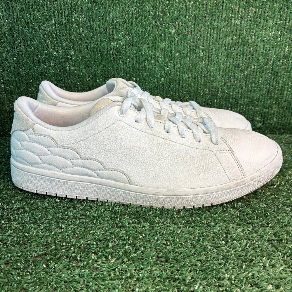 Jordan 1 Centre Court Leather Quilted Wings Low Top Sneakers White Mens Sz 10.5